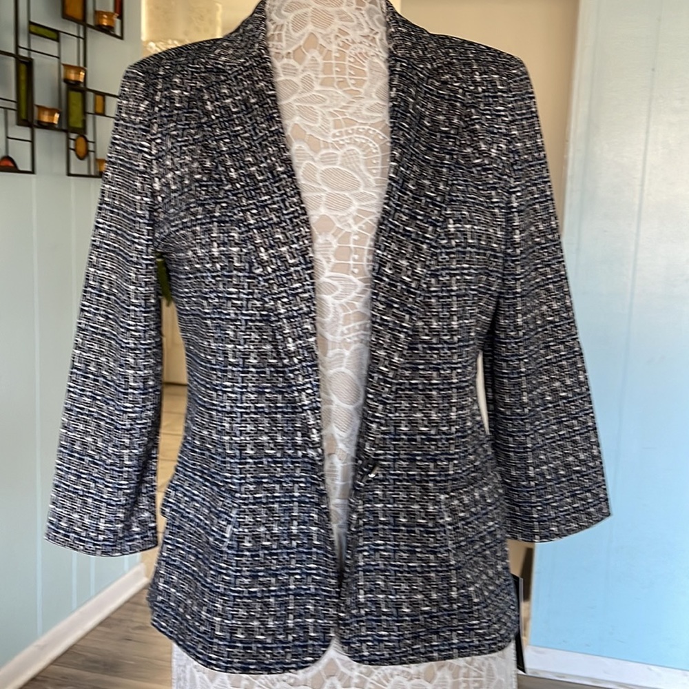 NWT NYCC stretchy tweed-like printed blazer jacker - Picture 4 of 7